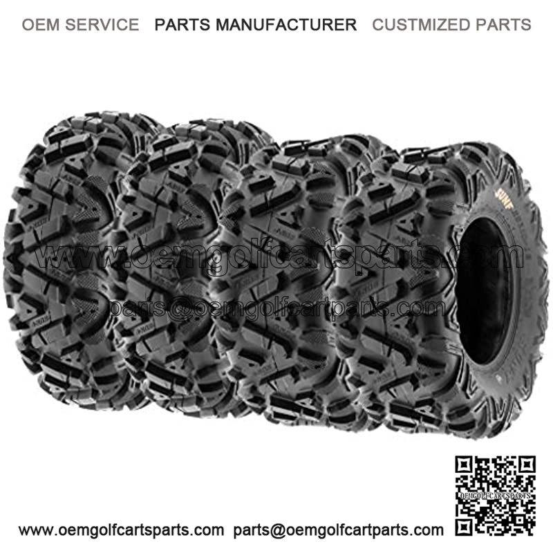Set of 4 SunF Power.I ATV UTV all-terrain Tires 25x8-12 Front & 25x10-12 Rear, 6 PR, Tubeless A033