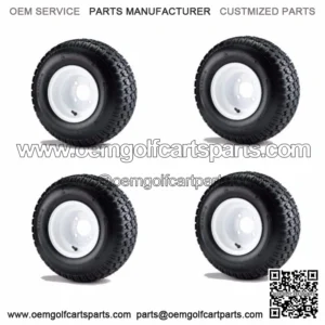 Set of 4 Golf Cart 18x8.50-8 6 Ply Traction Tires mounted on 8" White Wheels