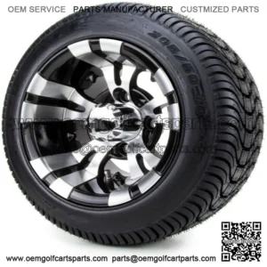 10" Vampire Machined and Black Golf Cart Wheels and Tires (205-50-10) - Set of 4