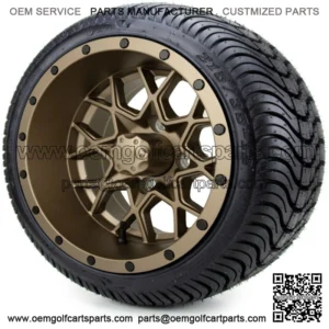 12" Matte Bronze Golf Cart Wheels and Tires (215-35-12) - Set of 4