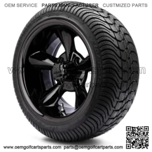 12" Godfather Gloss Black Golf Cart Wheels and Tires (215-35-12) - Set of 4