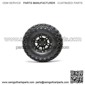 Set of 4 10" Matte Black Golf Cart Wheels on 22" All Terrain Tires