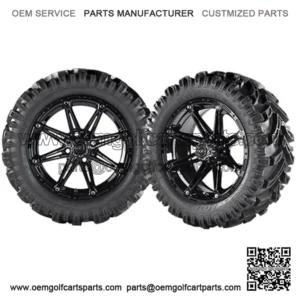 14" Black Gloss Golf Cart Wheels with 23" Mud Tires - Set of 4