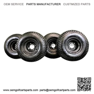 8" MATTE BLACK STEEL GOLF CART WHEELS AND 18X8.50-8 TURF 4 PLY TIRES (SET OF 4)