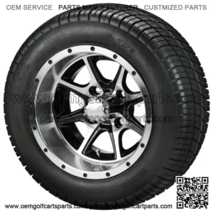 4 Golf Cart 215/50-12 Tires on  12x7 Black/Machined Azusa  Wheels