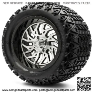 14" Carnage Machined Black Golf Cart Wheels and Tires 23x10.00-14 Set of 4