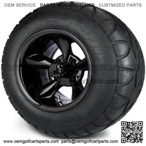 12" Godfather Glossy Black Golf Cart Wheels and Radial Tires (23x10-12)