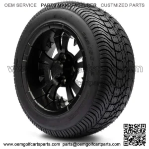 12" Vampire Matte Black Golf Cart Wheels and Tires (215-50-12) Set of 4