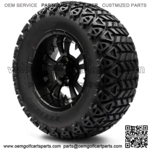 12" Vampire Matte Black Golf Cart Wheels and Tires (23x10.50-12) Set of 4