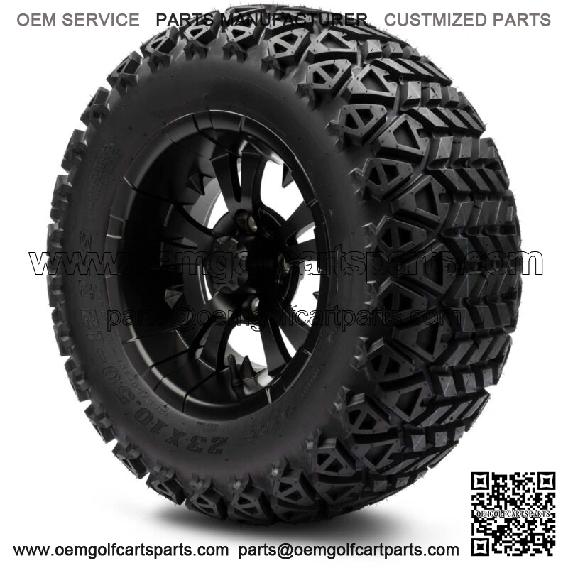 12" Vampire Matte Black Golf Cart Wheels and Tires (23x10.50-12) Set of 4