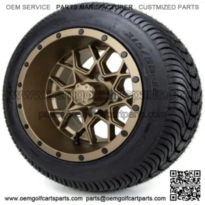 12" Matte Bronze Golf Cart Wheels and Tires (215-50-12) - Set of 4