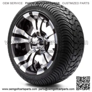 12" Vampire Machined & Black Golf Cart Wheels and Tires (215-35-12) Set of 4