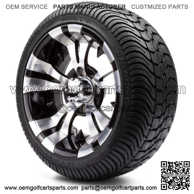 12" Vampire Machined & Black Golf Cart Wheels and Tires (215-35-12) Set of 4