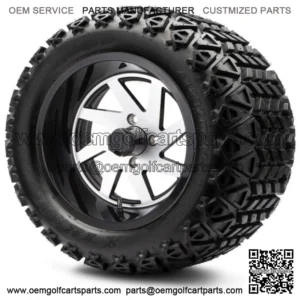 14" Fury Machined Black Golf Cart Wheels and Tires 23x10.00-14 Set of 4