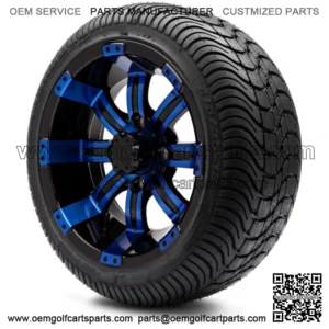 12" Blue and Black Golf Cart Wheels and Tires (215-35-12) - Set of 4