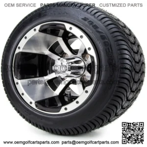 10" Machined & Black Golf Cart Wheels & Tires (205-50-10) Set of 4