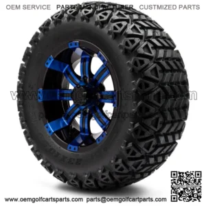 12" Blue and Black Golf Cart Wheels and Tires (23x10.50-12) Set of 4