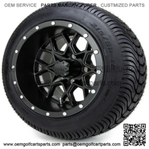 12" Matte Black Golf Cart Wheels and Tires (215-50-12) - Set of 4