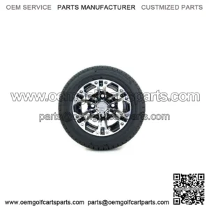 Set of 4 10" Black/Machined Golf Cart Wheels & 205/50-10 (18") Tires