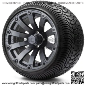 14" Bomber Matte Gunmetal Golf Cart Wheels and Tires (205-30-14) Set of 4