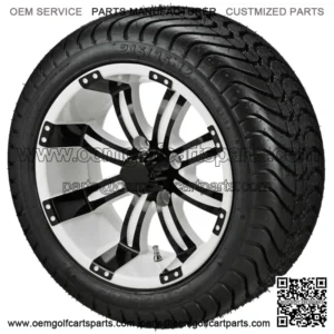 4 Golf Cart 215/35-12 Radial Tires on 12x7 White/Black Wheels