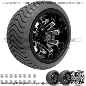 Golf Cart 12" Recluse Machined/Black Wheels on 215/35-12 Venom Street Tires (4)