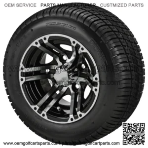 10" Terminator Black/ Machined Golf Cart Wheels W/ 205/50-10 Low Profile Tires