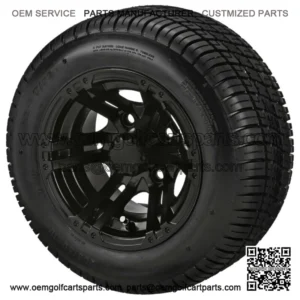 (4)Golf Cart 205/50-10 Tires on 10x7 Gloss Black Yukon Wheels Free Freight