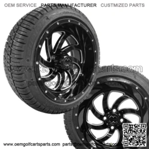Golf Cart 14" Phantom Glossy Black Wheels on 205/30-14 Tires * 2 Year Warranty