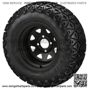 4 Golf Cart 23x10.50-12 All-Terrain Tires On 12x7 8 Spoke Black Steel Wheels