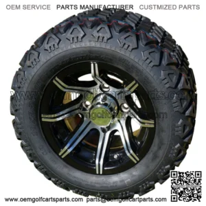 10" Machined & Black Golf Cart Wheels with 18" All Terrain Tires