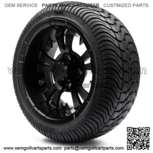 12" Vampire Matte Black Golf Cart Wheels and Tires (215-35-12) Set of 4