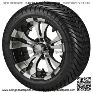 4 Golf Cart 215/35-12 LSI Elite Tires on 12x7 Black/Machined Vampire Wheels