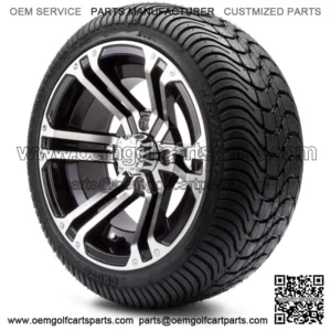 12" Enforcer Machine and Black Golf Cart Wheels and Tires (215-35-12) - Set of 4
