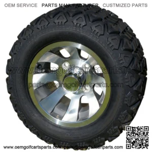 10" Gunmetal Wheels and 18" All Terrain Golf Cart Tires - Set of 4