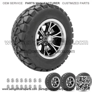 Golf Cart Wheels 12" Phenom Machine/Black on 22" Timberwolf Tires Carts