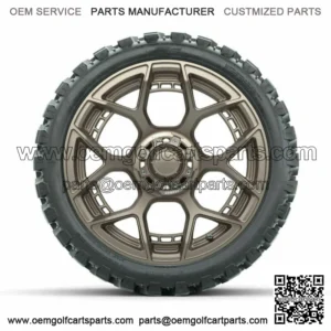 15" Evolution Matte Bronze Golf Cart Wheel on 23" Nomad A/T Tire Set of 4