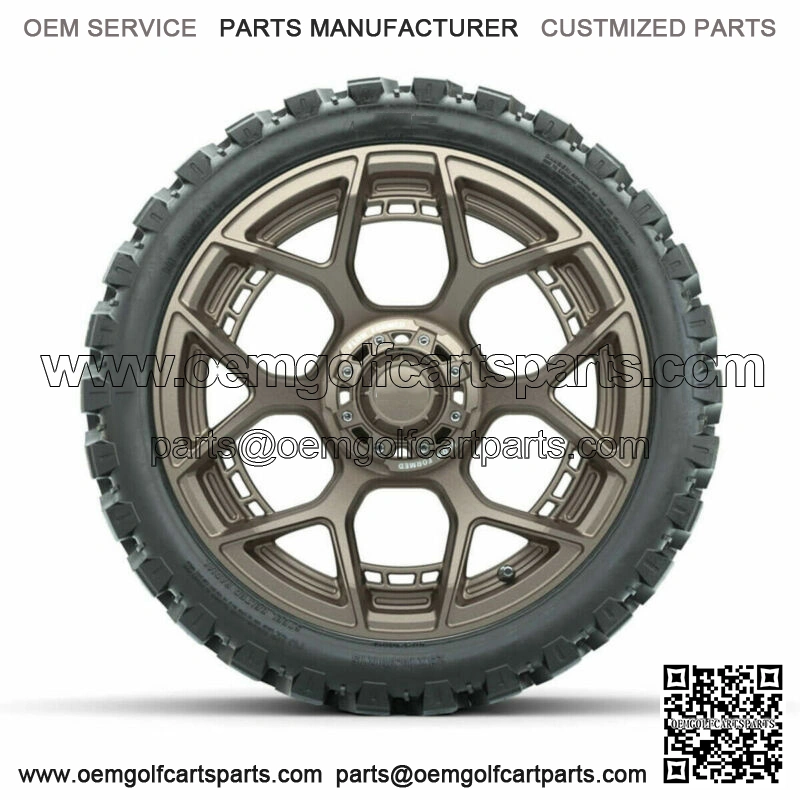 15" Evolution Matte Bronze Golf Cart Wheel on 23" Nomad A/T Tire Set of 4