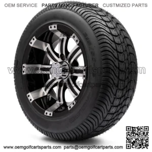 12" Machined and Black Golf Cart Wheels and Tires (215-50-12) - Set of 4