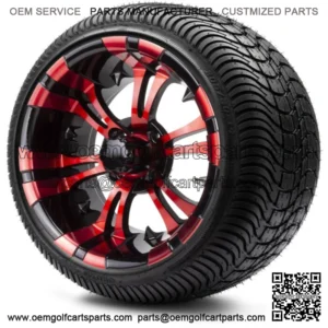 14" Vampire Red and Black Golf Cart Wheels and Tires (205-30-14) - Set of 4