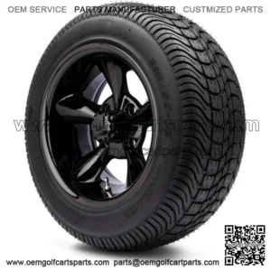 12" Godfather Glossy Black Golf Cart Wheels and Tires (215-50-12) Set of 4