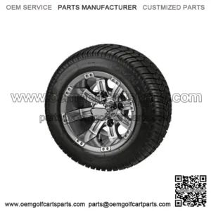 Set of 4 Golf Cart 205/50-10 DOT Tires on 10x7 Gunmetal Wheels