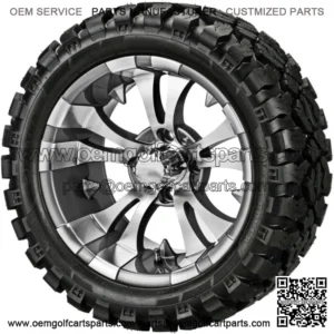 4 Golf Cart 23x10-14 Sierra Rover Radial Tires on 14x7 Gunmetal Vampire Wheels