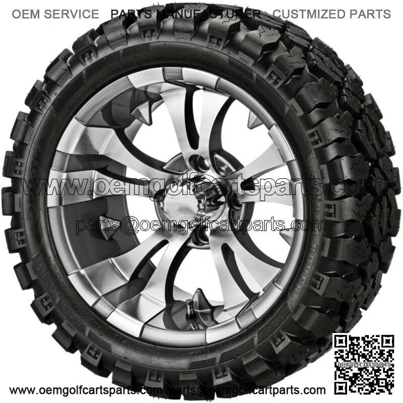 4 Golf Cart 23x10-14 Sierra Rover Radial Tires on 14x7 Gunmetal Vampire Wheels