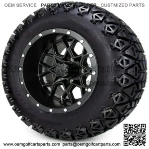 12" Matte Black Golf Cart Wheels and Tires (23x10.50-12) Set of 4