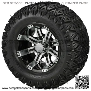 4 Golf  Cart 20X10-10 All-Terrain Tires on 10x7 Black/Machined  Wheels