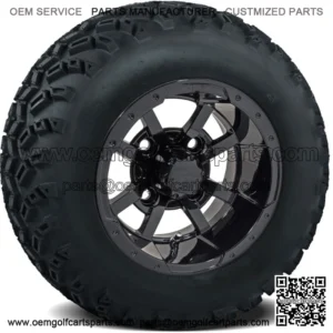 Golf Cart 10x7 Black Wheels Mounted on 22" All Terrain Tires Combo