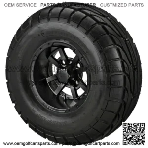 4 Golf Cart 22x10-10 Street Tires on 10x7 Matte Black Wheels