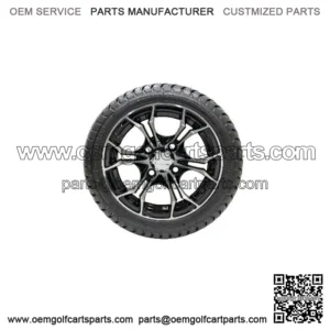 Set of 4 12" Black/Machined Golf Cart Wheels on 215/35-12 (18") Tires
