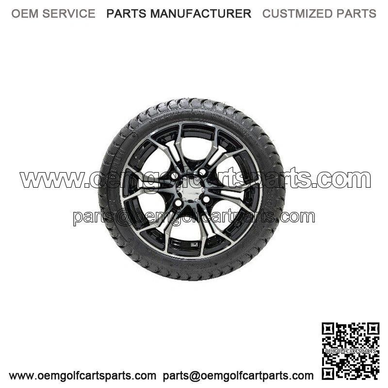 Set of 4 12" Black/Machined Golf Cart Wheels on 215/35-12 (18") Tires